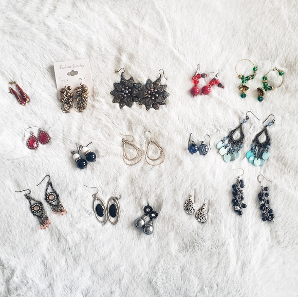 Jewelry - Set of 15 Pairs of Fashion Dangle Earrings